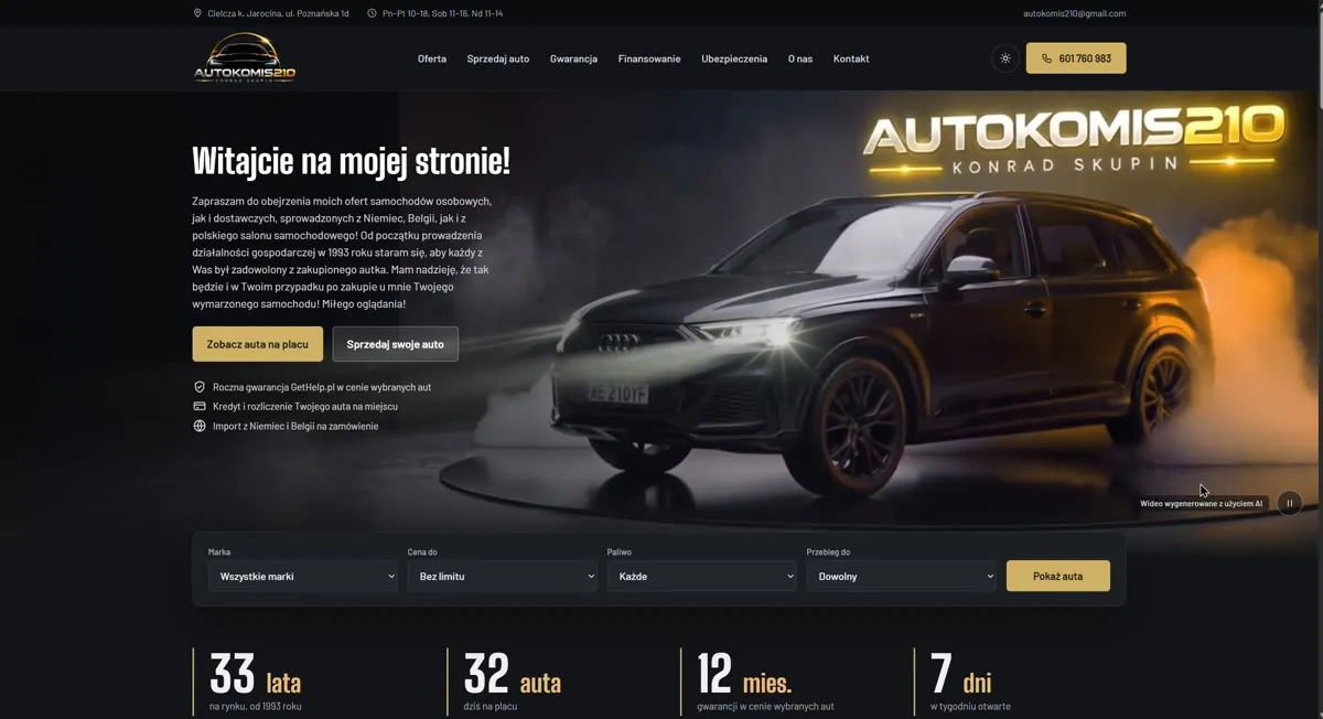 Autokomis 210 — nagranie strony