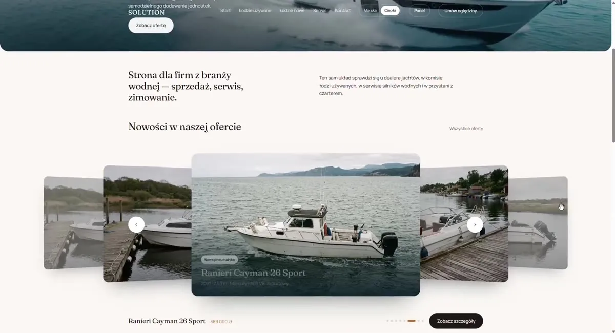 Dealer łodzi i jachtów — projekt demonstracyjny BR Solution
