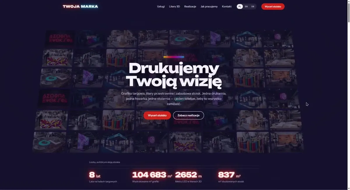 Firma targowa — nagranie strony